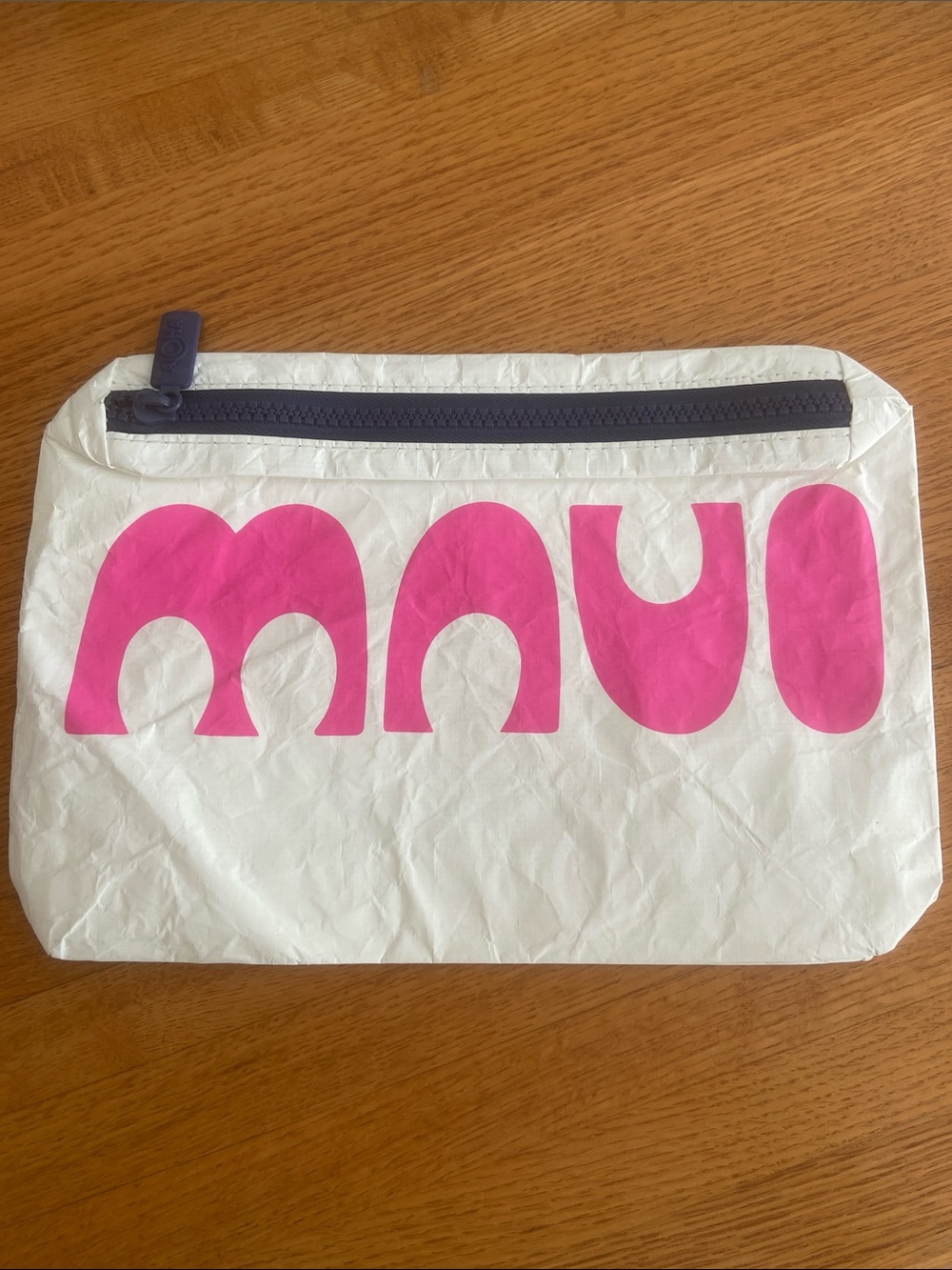 ALOHA Collection  White Pouch with Pink Maui and Navy Zip
